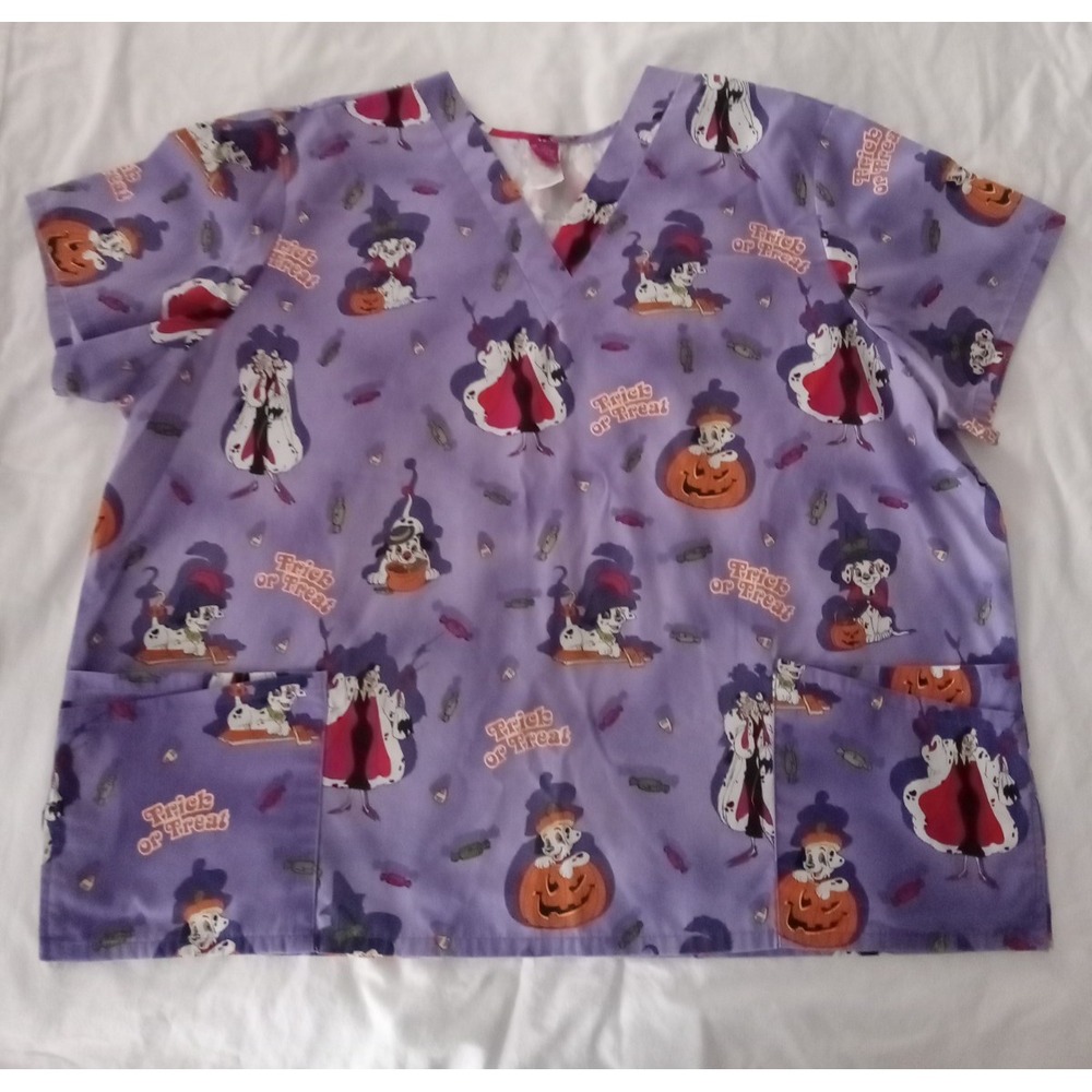 Disney Halloween Dalmatians Scrub Top - Wonderful World of Disney Women Size 3X